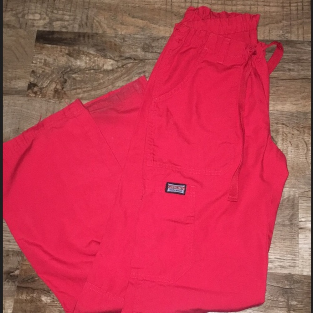 Red scrub pants